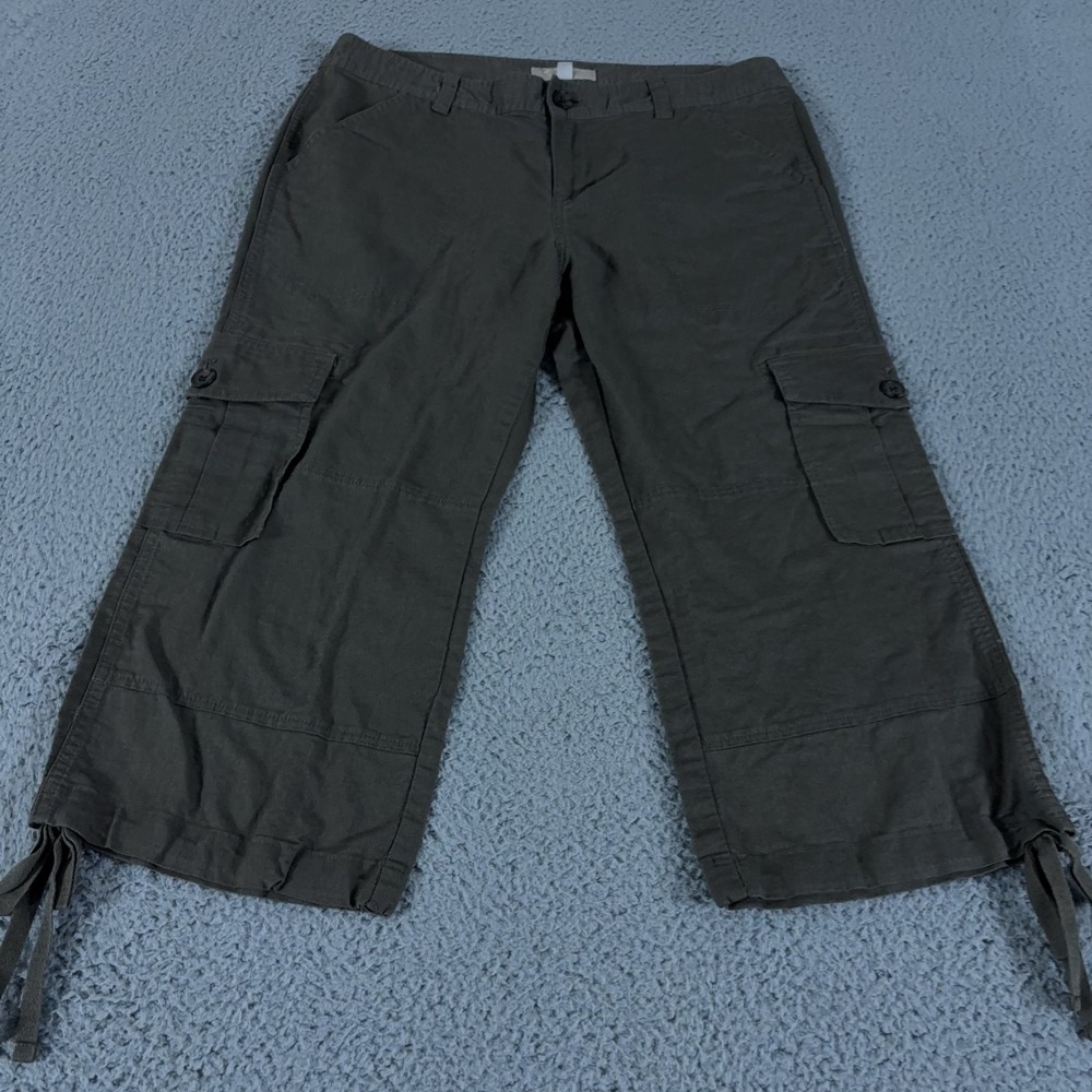 Banana Republic Pants Womens 10 Martin Fit Capri Cargo Wide Leg Linen Blend Boho